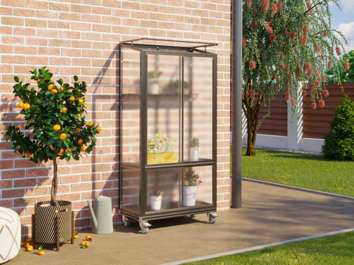 Vitavia Balkongewächshaus Polis, HKP 4mm, inkl. Rollfundament, schwarz pulverbeschichtet