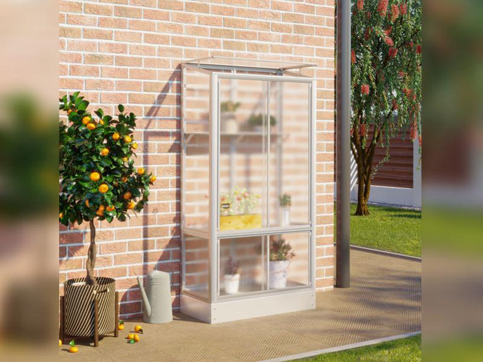 Vitavia Balkongewächshaus Polis, HKP 4mm, inkl. Stahlfundamentrahmen, Alu