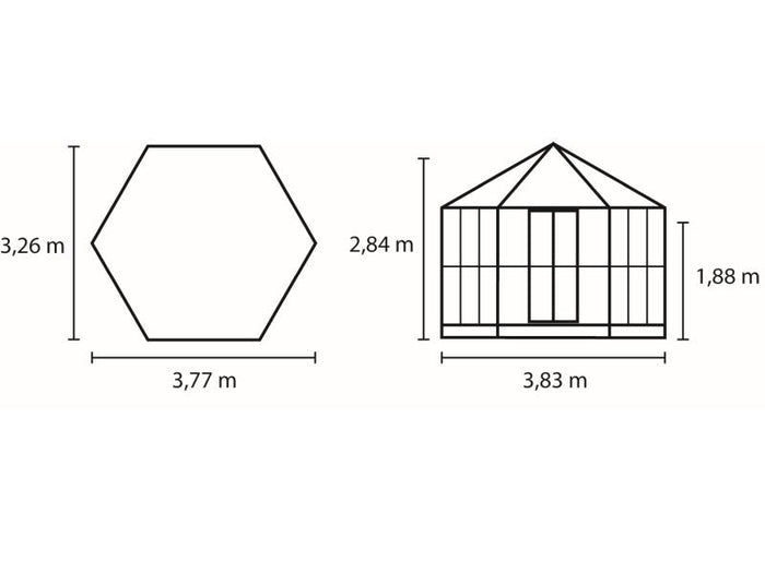 Vitavia Gewächshaus Hera 9000 ESG 3 mm u. HKP 6 mm schwarz