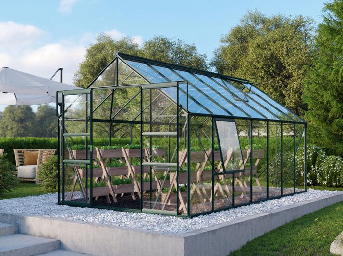 Vitavia Gewächshaus Meridian 2, 11500 ESG 3mm, smaragd, mit Doppelschiebetür