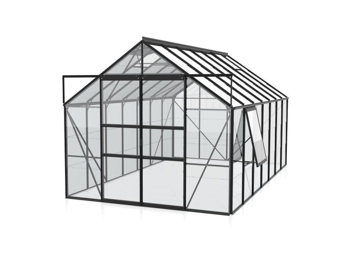 Vitavia Gewächshaus Meridian 2, 11500 ESG 3mm, schwarz, mit Doppelschiebetür