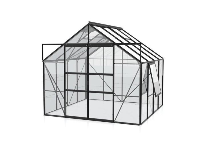 Vitavia Gewächshaus Meridian 2, 6700 ESG 3mm, schwarz, mit Doppelschiebetür