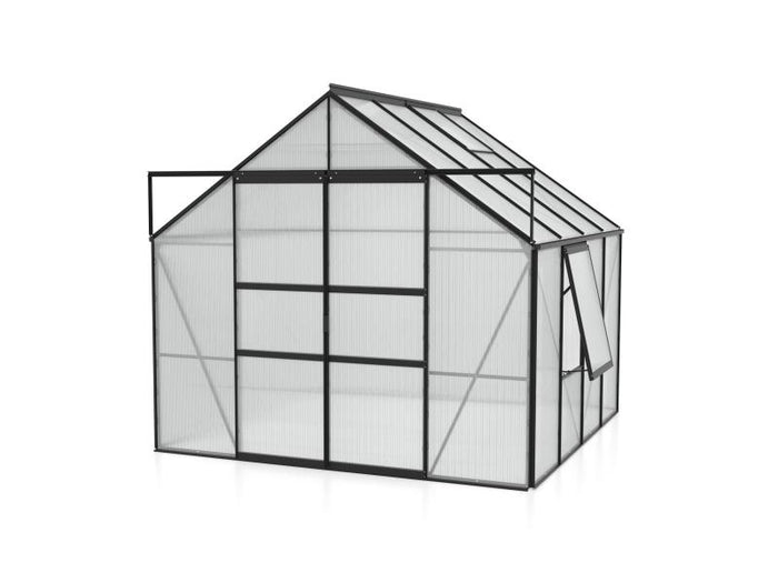 Vitavia Gewächshaus Meridian 2, 6700 HKP 6 mm, schwarz, mit Doppelschiebetür