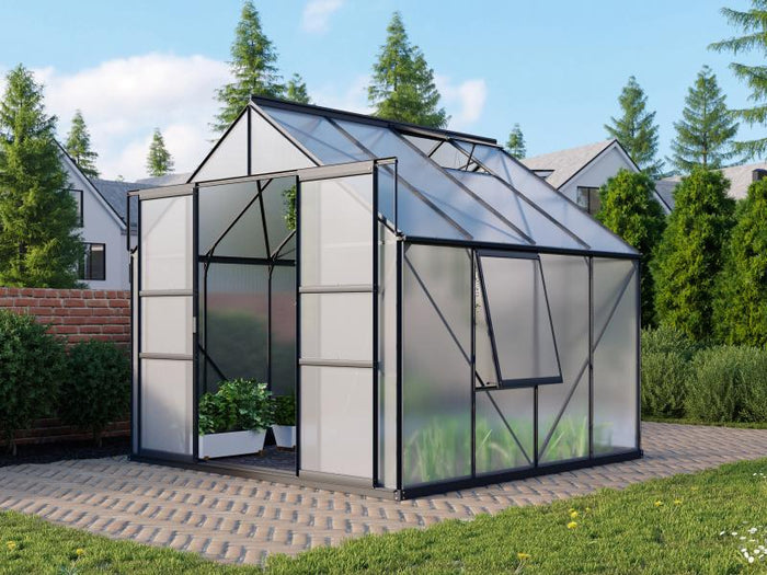 Vitavia Gewächshaus Meridian 2, 6700 HKP 6 mm, schwarz, mit Doppelschiebetür