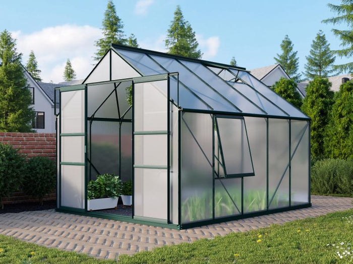 Vitavia Gewächshaus Meridian 2, 8300 HKP 6 mm, smaragd, mit Doppelschiebetür