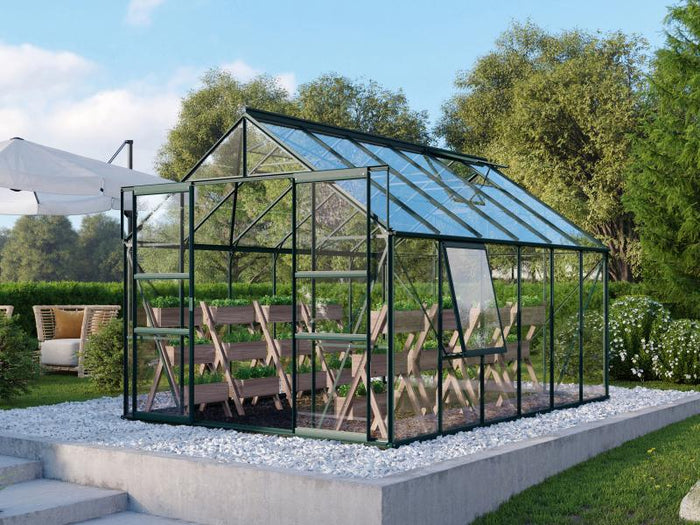 Vitavia Gewächshaus Meridian 2, 9900 ESG 3mm, smaragd, mit Doppelschiebetür