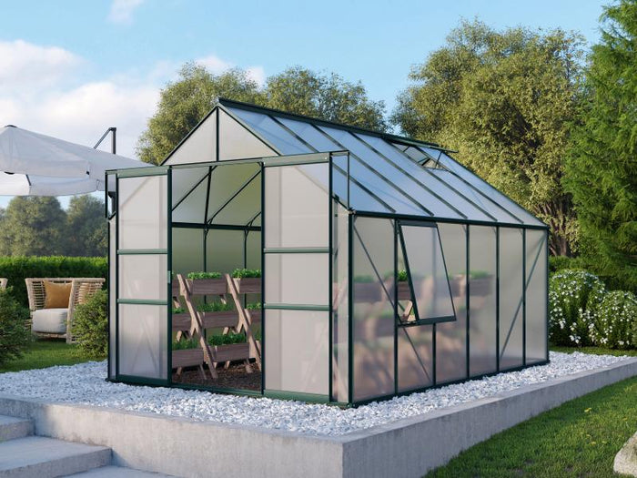 Vitavia Gewächshaus Meridian 2, 9900 HKP 6mm, smaragd, mit Doppelschiebetür