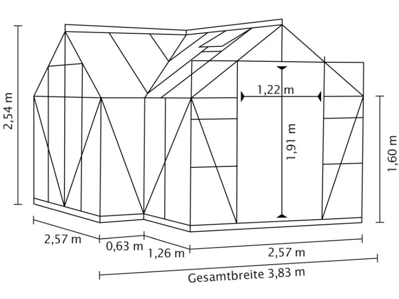 Vitavia Gewächshaus Sirius Orangerie ESG 3 mm schwarz