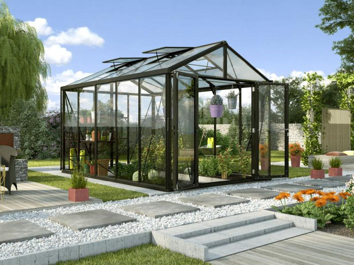Vitavia Gewächshaus Zeus Comfort 10000 ESG/HKP, schwarz pulverbeschichtet