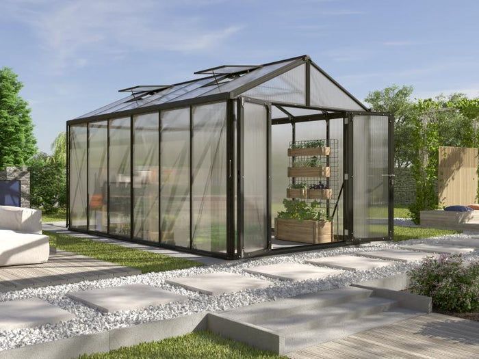 Vitavia Gewächshaus Zeus Comfort 11900 HKP 10mm, schwarz pulverbeschichtet