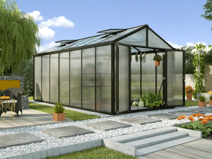Vitavia Gewächshaus Zeus Comfort 13800 HKP 10mm, schwarz pulverbeschichtet