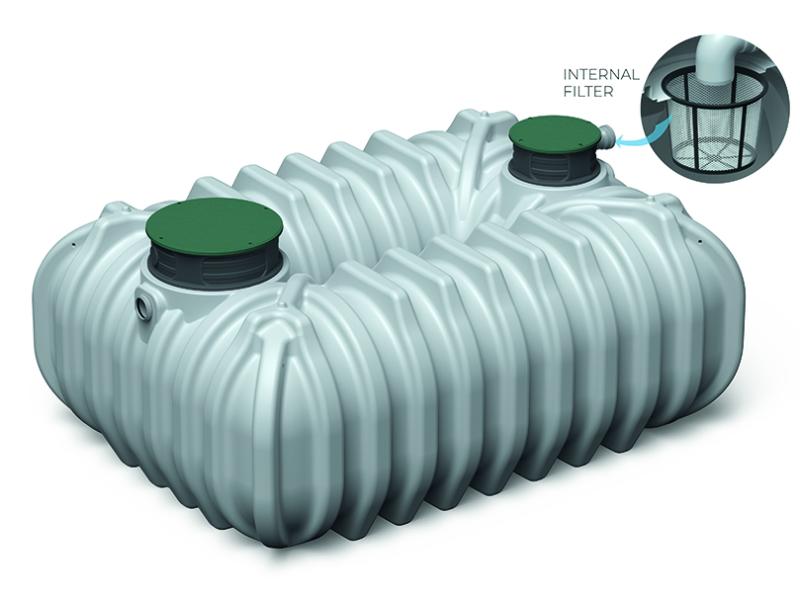 Waterform Regenwasser-Zisterne Unground 7000 Liter grau mit Tankabdeckung und Korbfilter