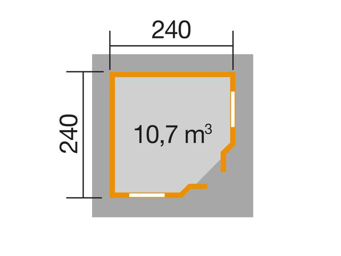 Weka 5-Eck Gartenhaus 408 hellgrau 40 mm