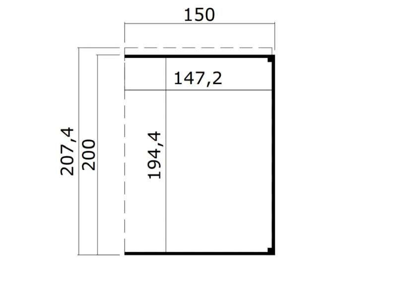 Weka Anbaudach 1 für Batu 1, 150 x 200 cm
