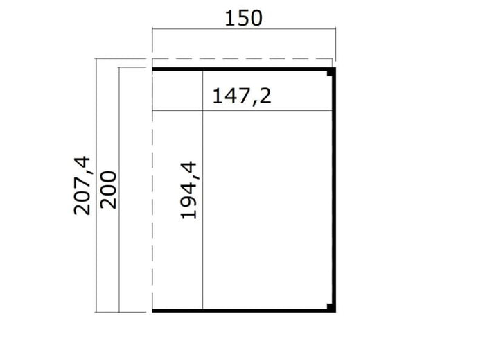 Weka Anbaudach 1 für Batu 1, 150 x 200 cm