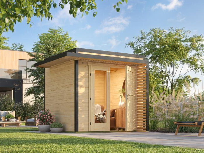 Weka Design-Gartenhaus Pure Garden Amberley 1,5, 19 mm, 235x235 cm, Naturbelassen, Design-Doppeltür