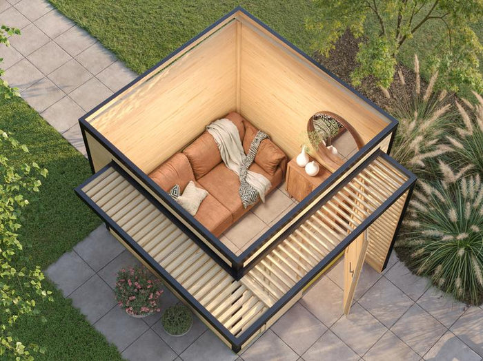 Weka Design-Gartenhaus Pure Garden Amberley 1,5, 19 mm, 235x235 cm, Naturbelassen, Design-Doppeltür