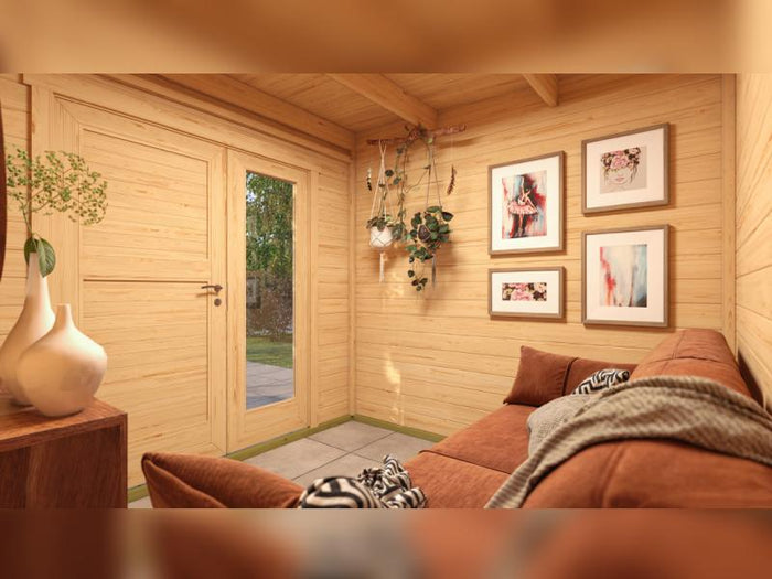 Weka Design-Gartenhaus Pure Garden Amberley 1,5, 19 mm, 235x235 cm, Naturbelassen, Design-Doppeltür