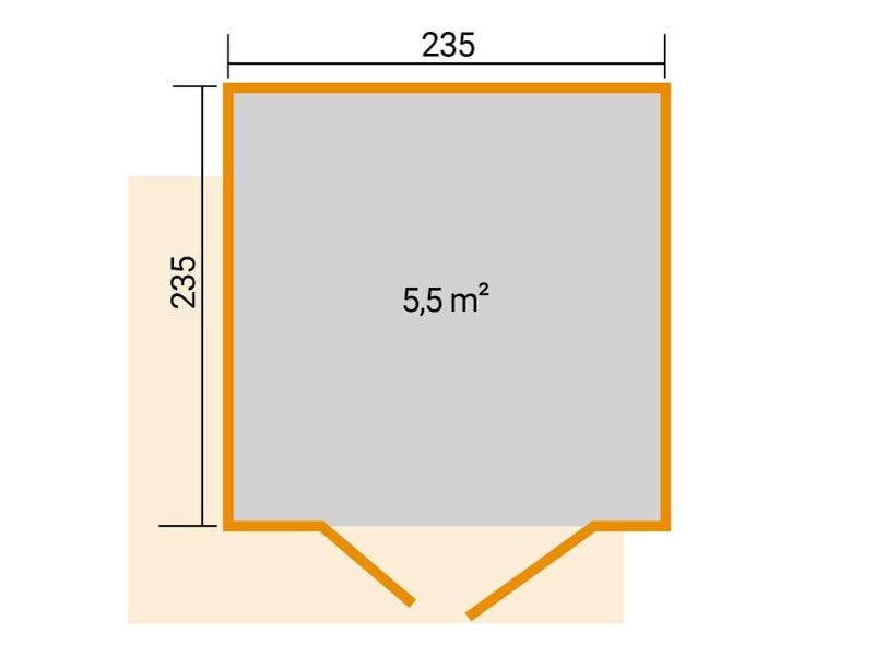 Weka Design-Gartenhaus Pure Garden Amberley 1,5, 19 mm, 235x235 cm, Naturbelassen, Design-Doppeltür