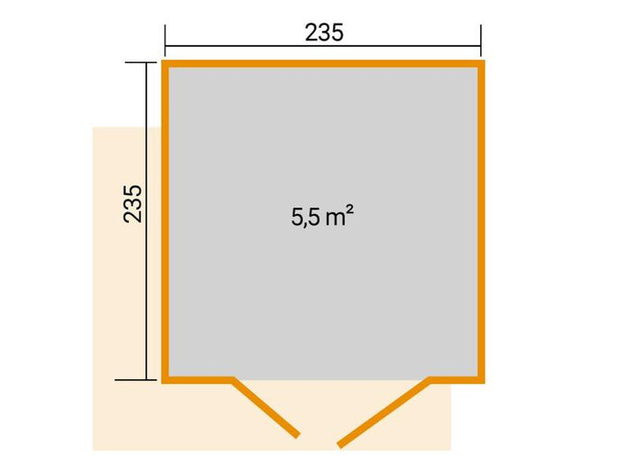 Weka Design-Gartenhaus Pure Garden Amberley 1,5, 19 mm, 235x235 cm, Naturbelassen, Design-Doppeltür