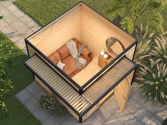 Weka Design-Gartenhaus Pure Garden Amberley 1,5, 28 mm, 250x250 cm, Grau/Weiß, Design-Doppeltür