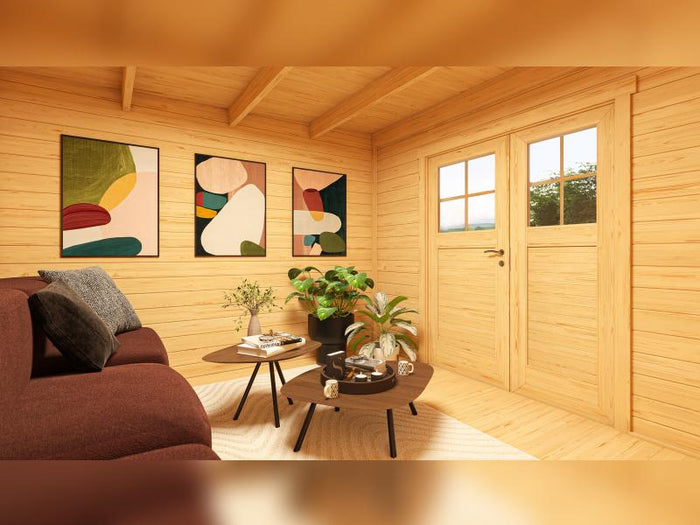 Weka Design-Gartenhaus Pure Garden Amberley 1/3, 28 mm, 300x300 cm, Naturbelassen, Massivholz-Doppel