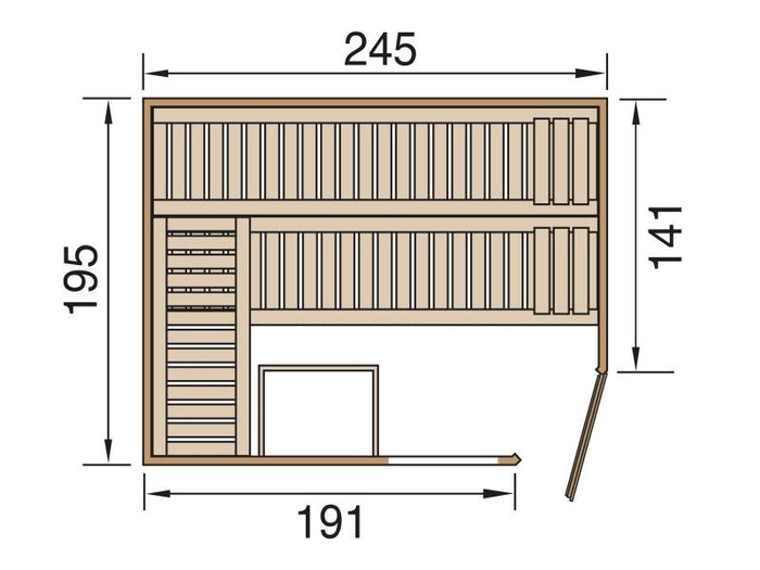 Weka Design-Massivholzsauna Cubilis Eck 3 GTF - inklusive Sauna-Leuchtenset, Lieferung und Montage
