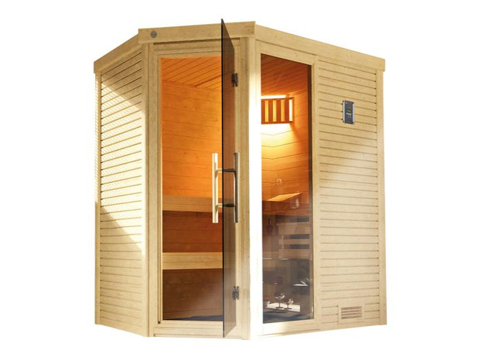 Weka Design-Sauna CUBILIS Gr. 2 Sparset 7,5 kW OS inkl. digitaler Steuerung, Glastür, Fenster und Mo