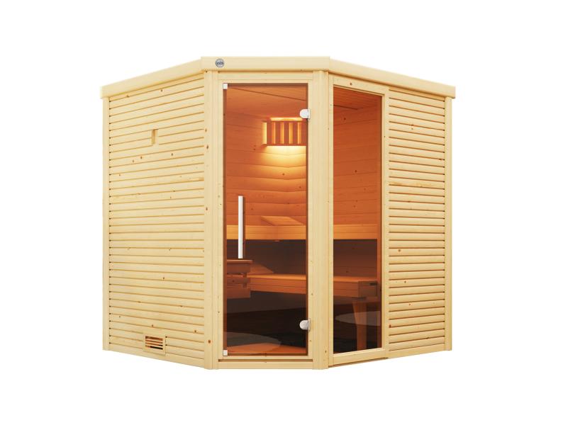 Weka Design-Sauna CUBILIS Gr. 2 Sparset, inkl. 9 kW Ofen Kompakt integr. Steuerung, Glastür, Fenster