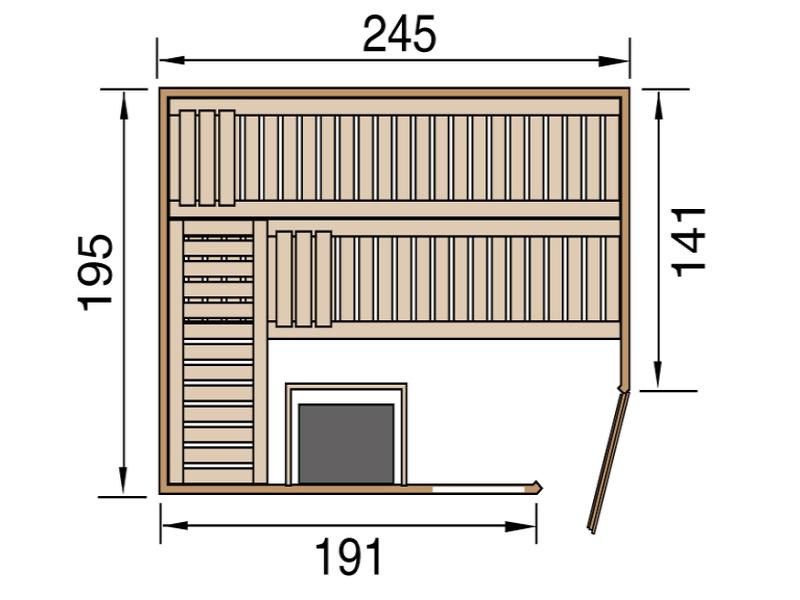 Weka Design-Sauna CUBILIS Gr. 3 Sparset mit 9 kW Ofen digitale Steuerung (OS), inkl. Leuchtenset, Fe