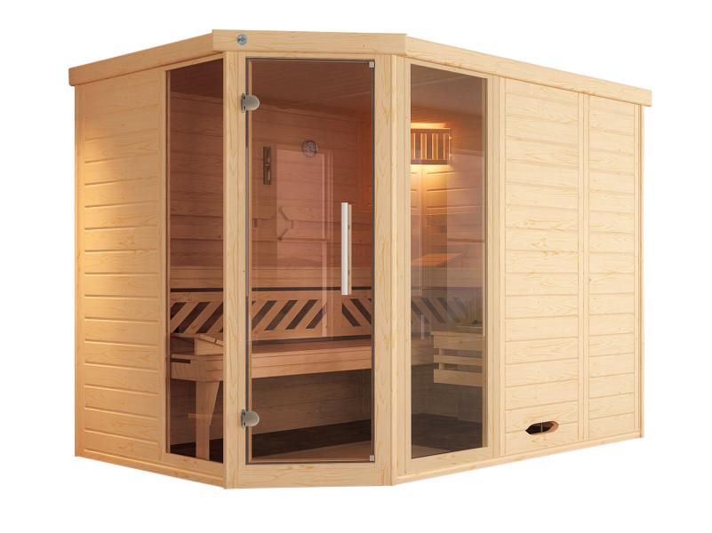 Weka Design-Sauna Kemi Eck 2 GTF, inkl. 9 kW Ofen digitale Steuerung (OS)