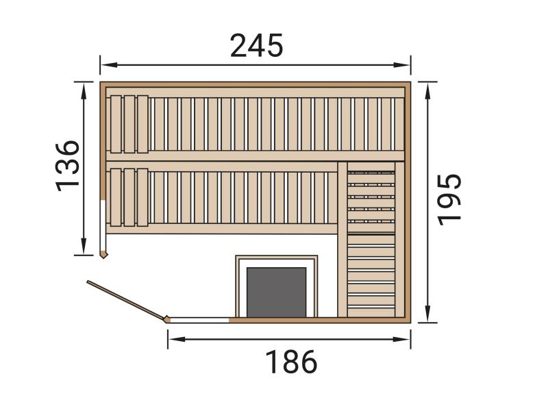 Weka Design-Sauna Kemi Eck 2 GTF, inkl. 9 kW Bioofen digitale Steuerung (BioS)