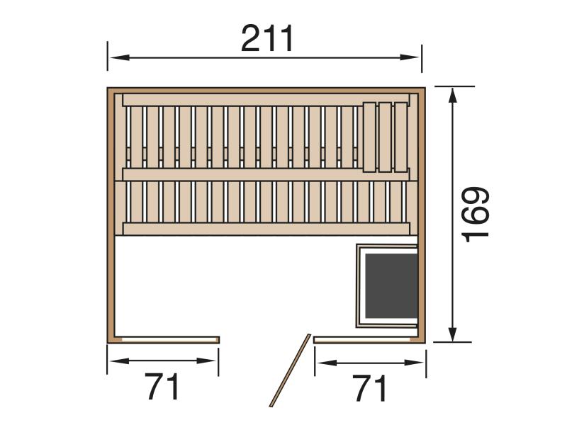 Weka Design-Sauna KEMI PANORAMA 2 inkl. 7,5 kW OS-Ofenset
