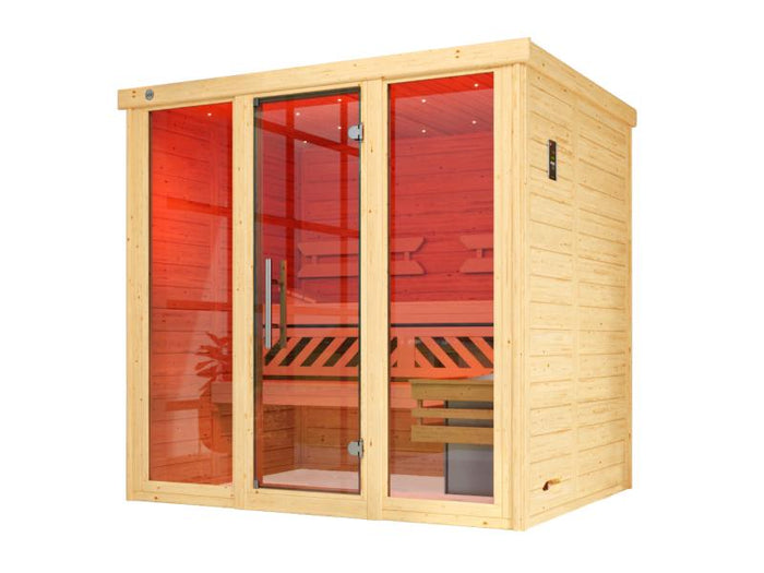Weka Design-Sauna KEMI PANORAMA 2 inkl. 7,5 kW BioS-Ofenset