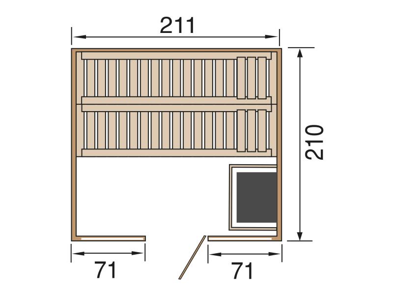 Weka Design-Sauna KEMI PANORAMA 3 inkl. 7,5 kW BioS-Ofenset