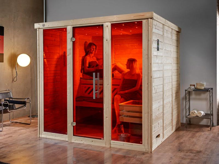 Weka Design-Sauna KEMI PANORAMA 3 inkl. 7,5 kW BioS-Ofenset