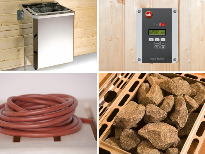 Weka Design-Sauna KEMI PANORAMA 3 inkl. 7,5 kW BioS-Ofenset