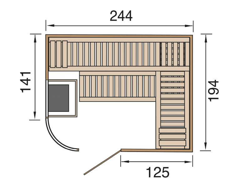 weka Design-Sauna Sara 2 inkl. 9,0 kW OS-Ofenset
