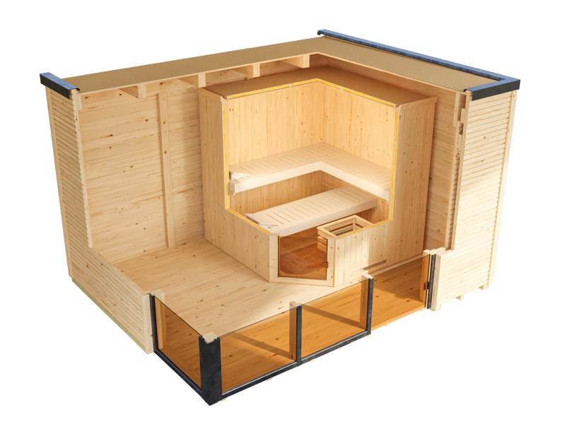 Weka Design-Saunahaus Cubilis, inkl. 9 kW Ofen (OS)