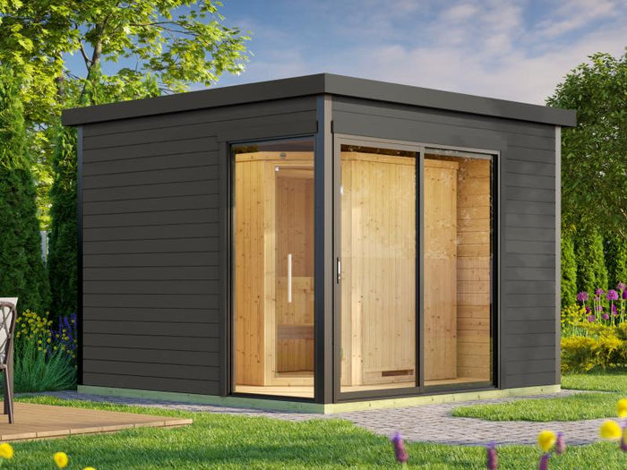 Weka Design-Saunahaus SH 412, grau, inkl. 9 kW Bios mit Steuerung