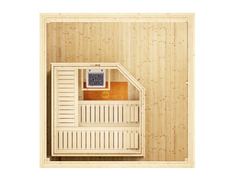 Weka Design-Saunahaus SH 412, hellgrau, inkl. 9 kW Saunaofen Kompakt integr. Steuerung