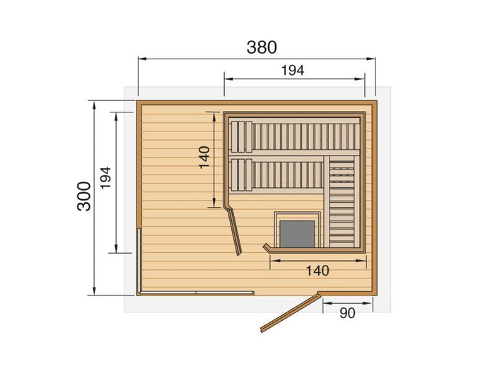 Weka Design-Saunahaus SH 412, natur, inkl. 9 kW Saunaofen Kompakt integr. Steuerung