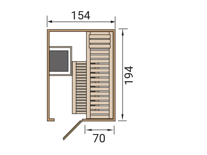 Weka Elementsauna Kaarina 1, inkl. 3,6 kW Ofen Kompakt, integr. Steuerung