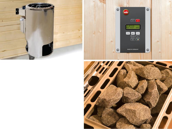 Weka Elementsauna Kiruna 1 GT inkl. 3,6 kW BioS-Ofenset (230 V)