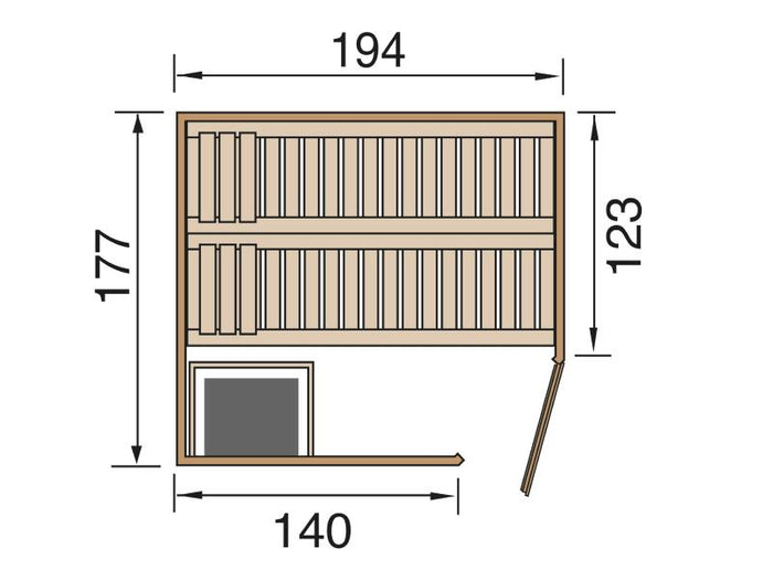 Weka Elementsauna KIRUNA 2 GT inkl. 4,5 kW BioS-Ofenset (230 V)