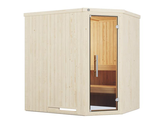 Weka Elementsauna Varberg 1 Trend in weiß, inkl. 5,4 kW Ofen Kompakt mit integrierter Steuerung, Gan