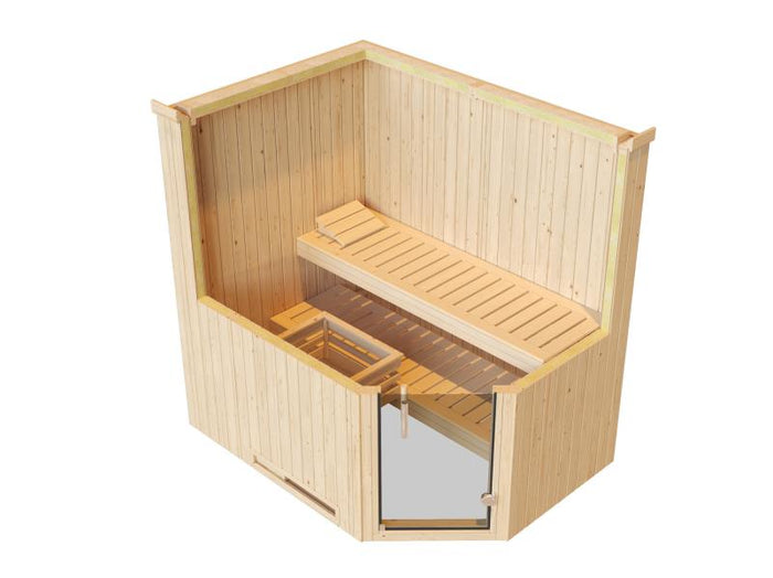 Weka Elementsauna Varberg 1 Trend in weiß, inkl. 4,5 kW Saunaofen (OS) mit digitaler Steuerung, Gan