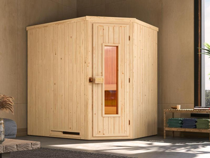 Weka Elementsauna Varberg 1, inkl. 4,5 kW Bioofen (BioS) mit digitaler Steuerung,  isolierte Holztür