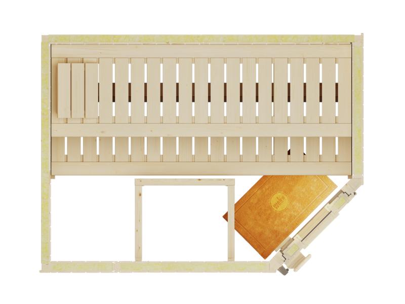 Weka Elementsauna Varberg 1, inkl. 4,5 kW Saunaofen (OS) mit digitaler Steuerung, Ganzglastür