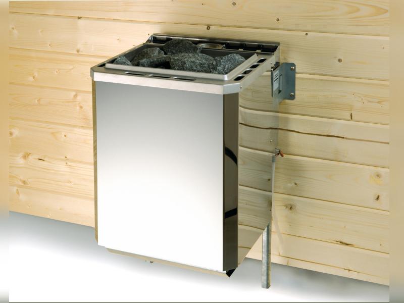 Weka Elementsauna Varberg 1, inkl. 4,5 kW Bioofen (BioS) mit digitaler Steuerung, Ganzglastür